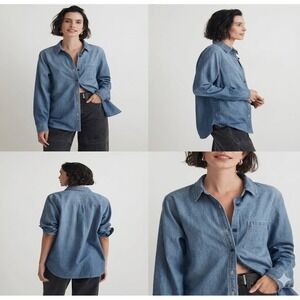Madewell Denim Button Up Shirt Womens 2XL Blue Nielsen Wash Stylish Classic